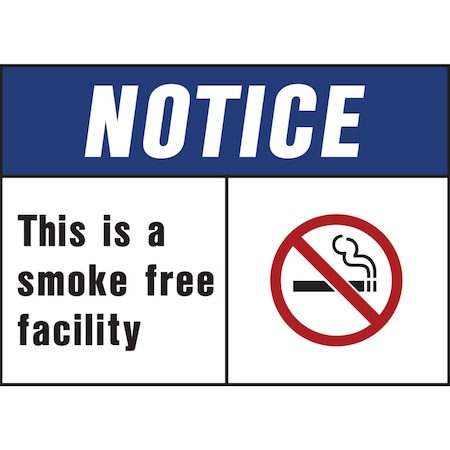 Hy-Ko Notice Smoke Free Facility Sign 10" x 14", 5PK A20391